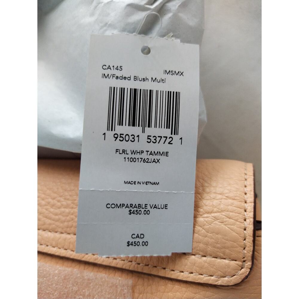 Coach Tammie Floral Whipstitch Faded Blush Pink Leather Crossbody Bag NWT $450 - Picture 3 of 8
